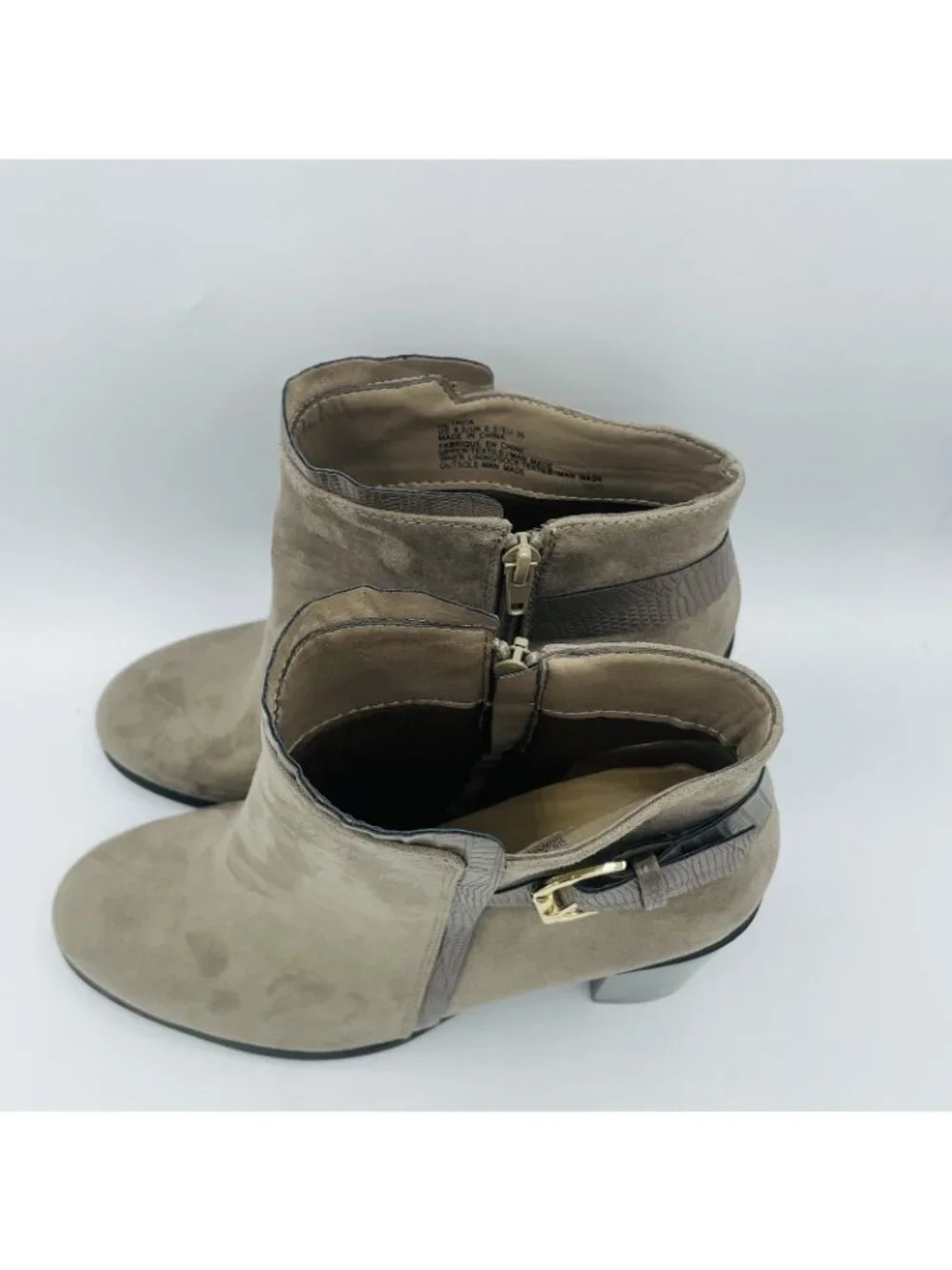 Shoedazzle Shoes Womens Size 8.5 Taupe Octavia Zip High Heeled Ankle Booties